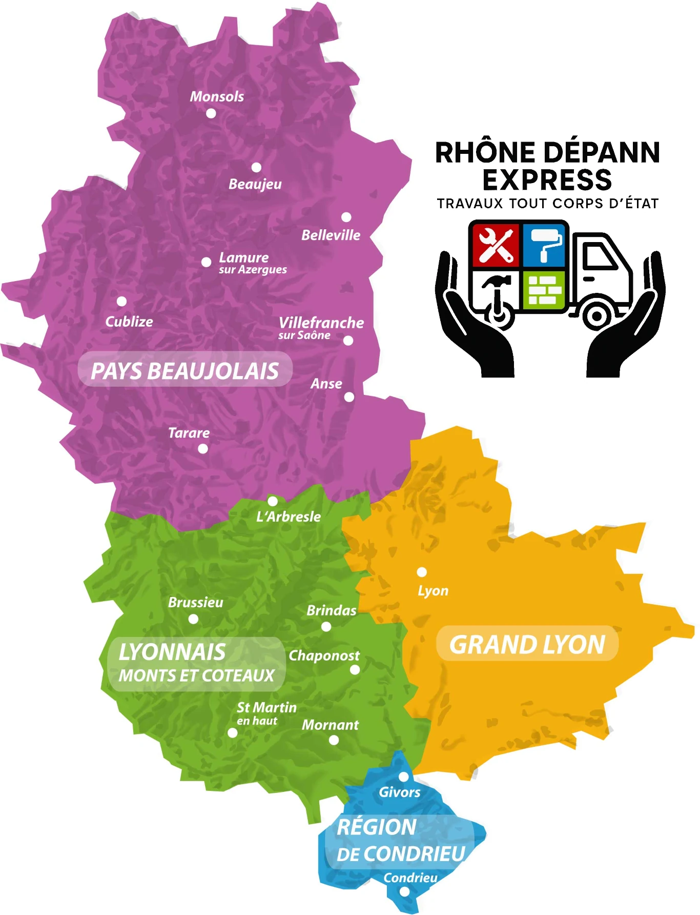 carte region rhone